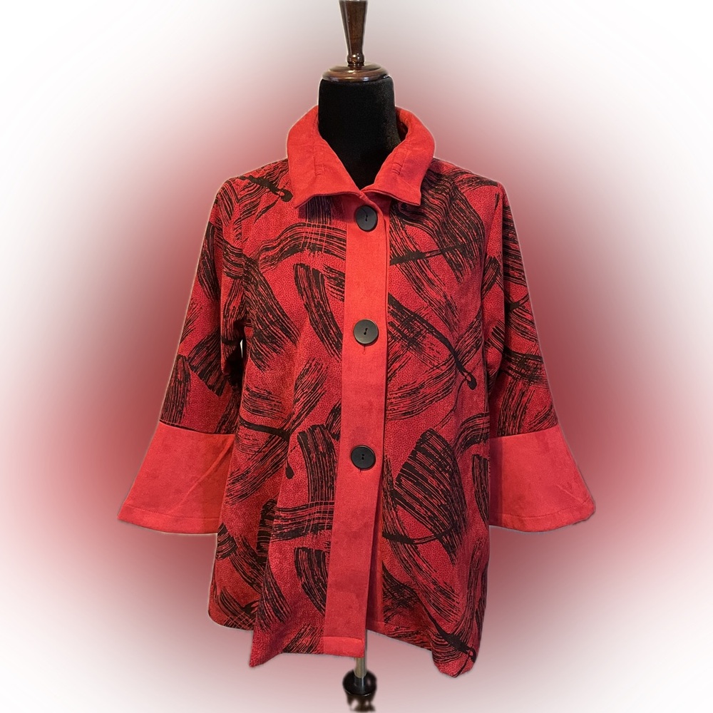 Damee Abstract Pattern Jacket in Red & Black size S
